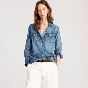 J.Crew Slim-fit chambray Denim shirt blouse size 2